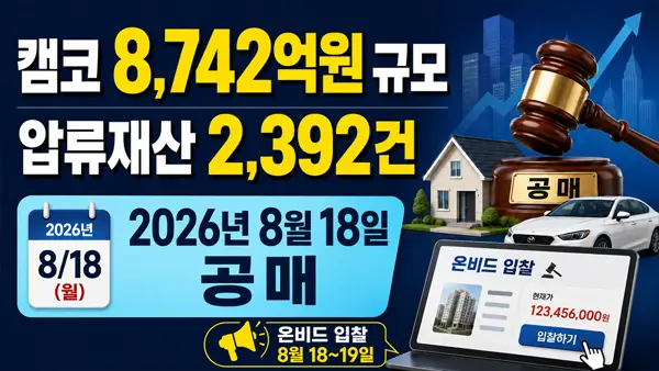 2026년 8월 18일 캠코 공매, 8,742억·2,392건 쏟아진다…감정가 40% 물건도