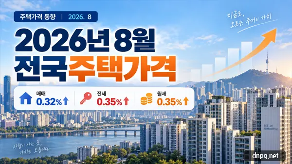 2026년 8월 전국주택가격 0.32%↑…서울 0.97%, 우리 동네는?