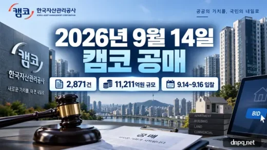 2026년 9월 14일 캠코 공매, 감정가 40% ‘1천만원대 주택’ 눈길